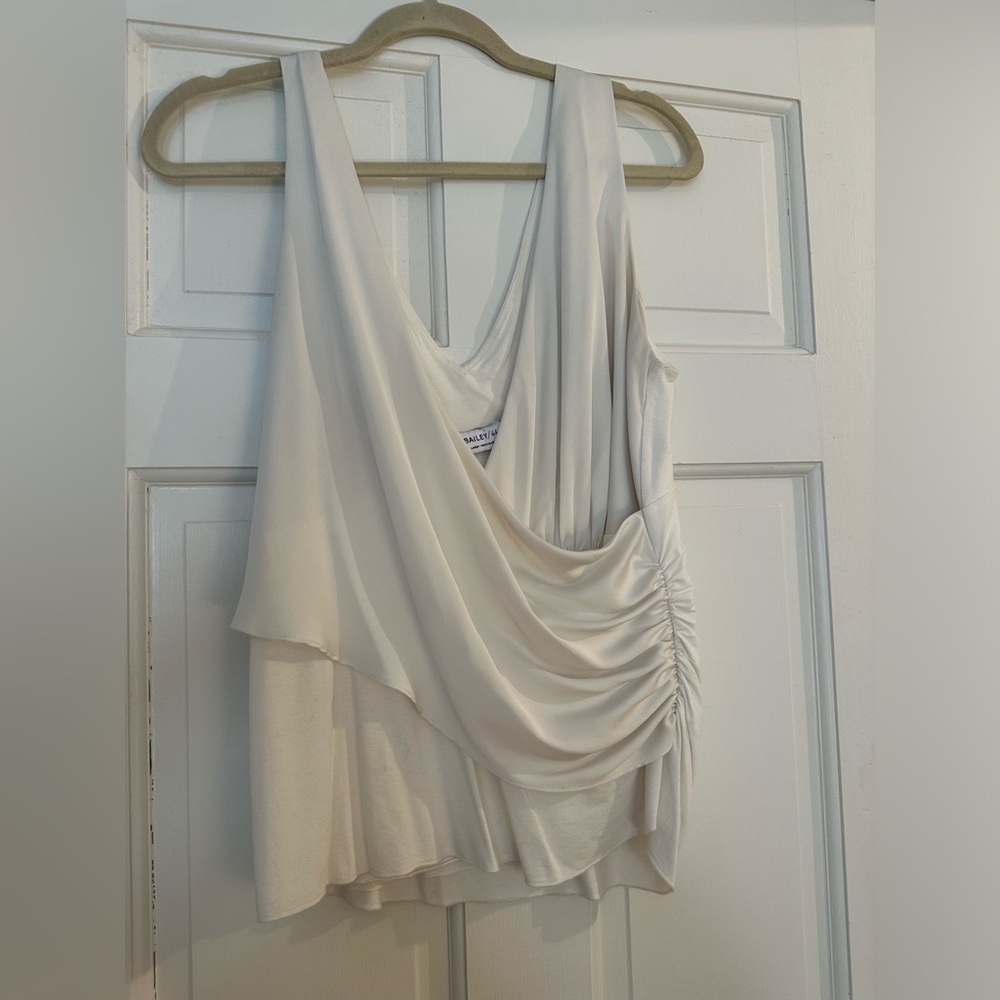 Bailey 44 cream draped top, size large
